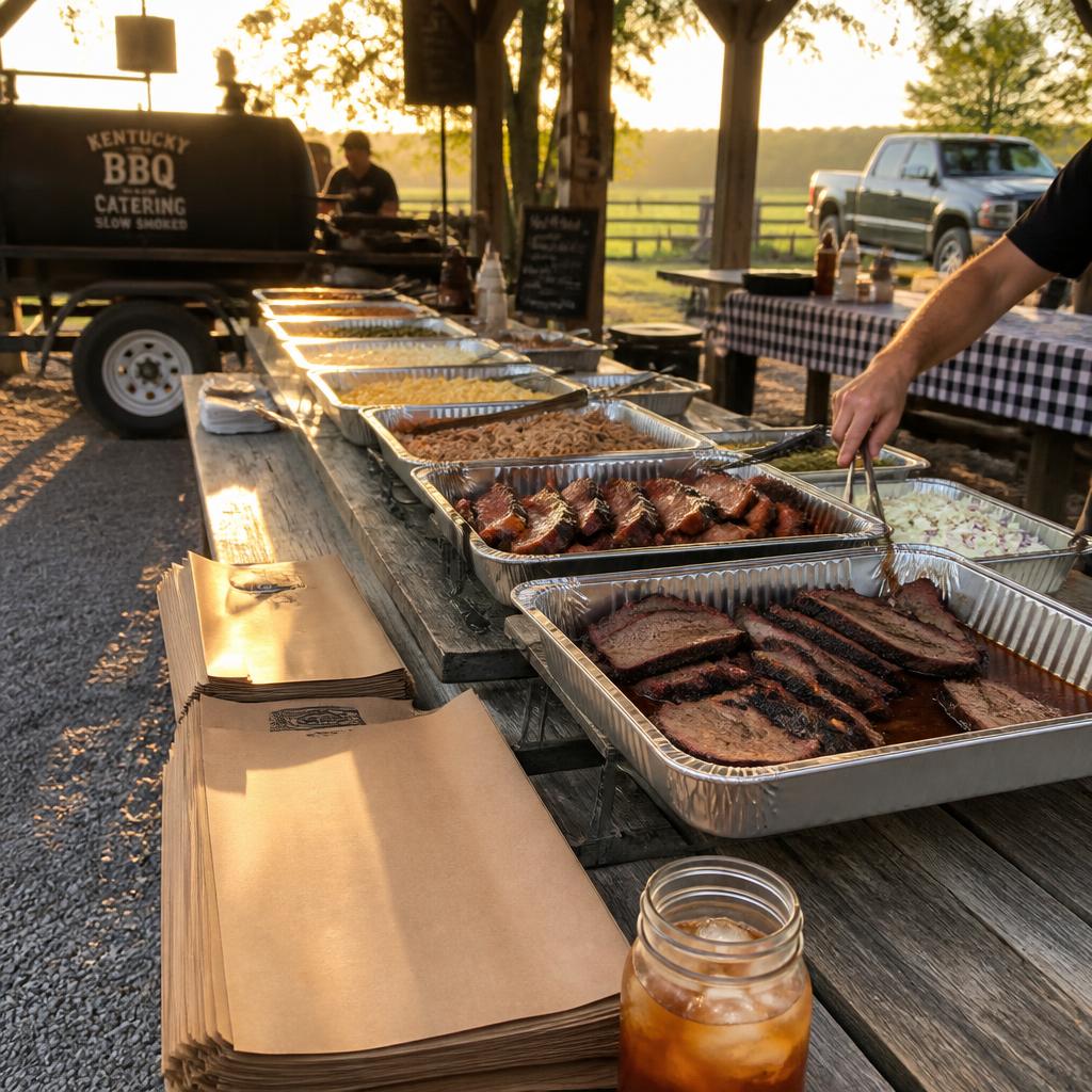 Backyard BBQ catering spread